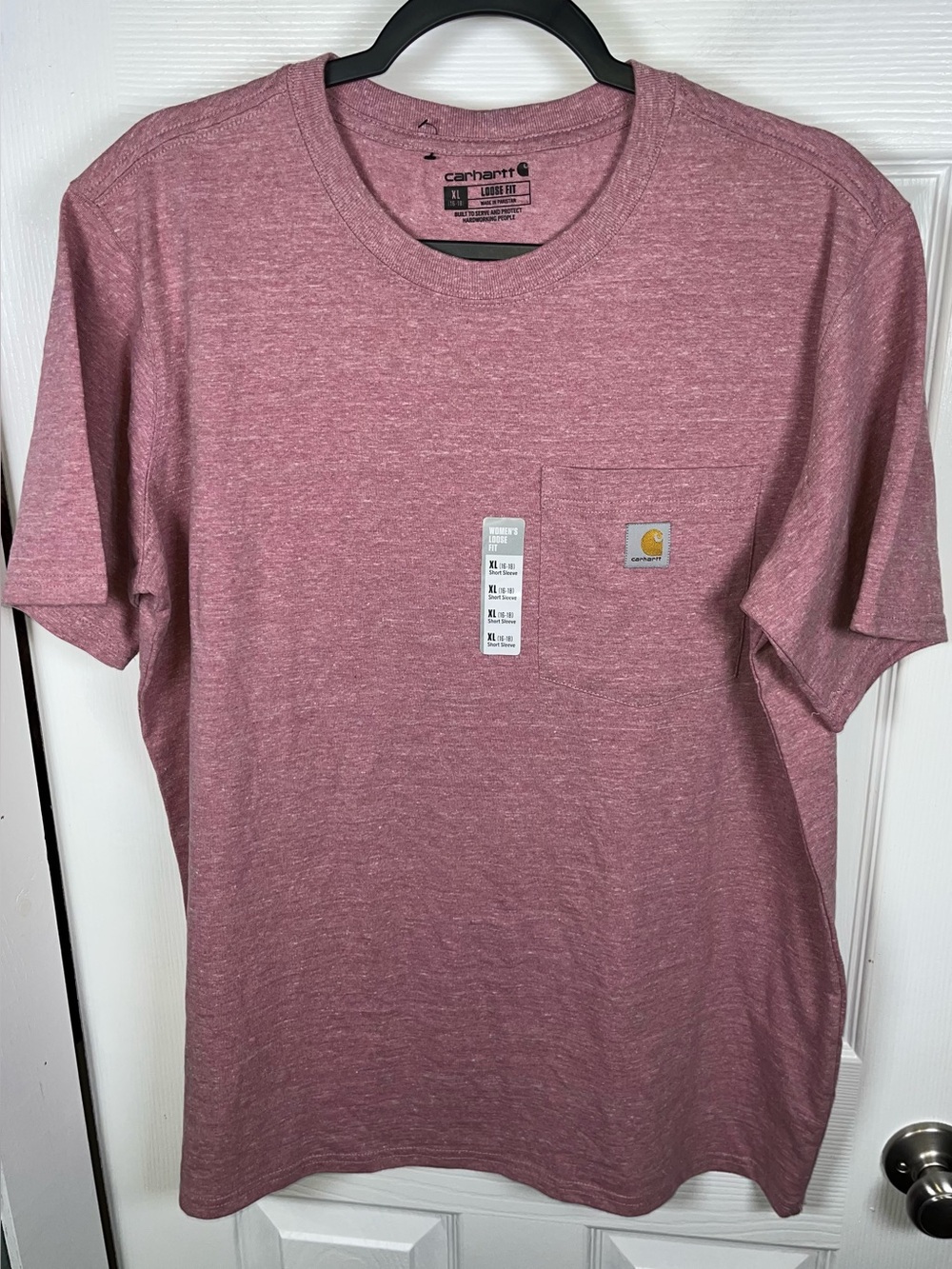 Carhartt Pocket Shirt Women’s XL Pink Heather Loose Fit Workwear Durable Knit